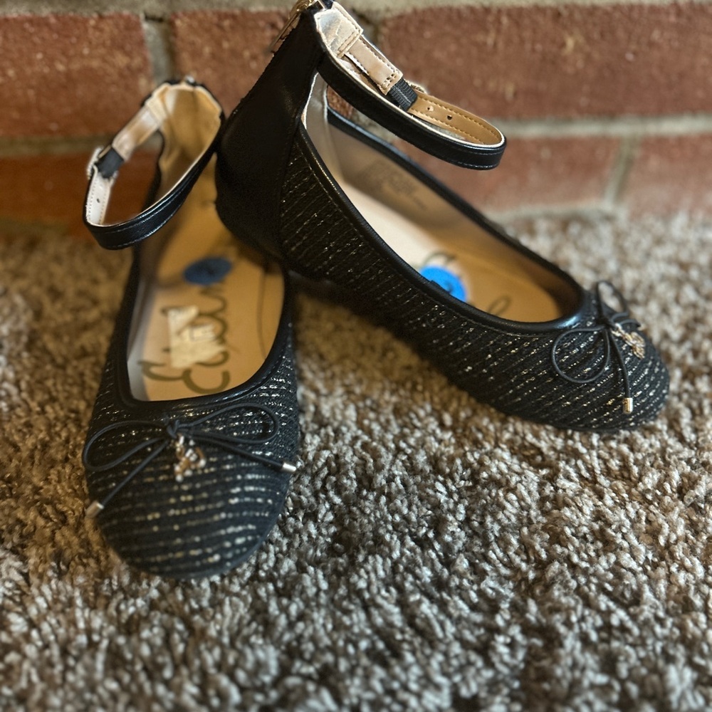 Black Glitter Kids Shoes with Bow